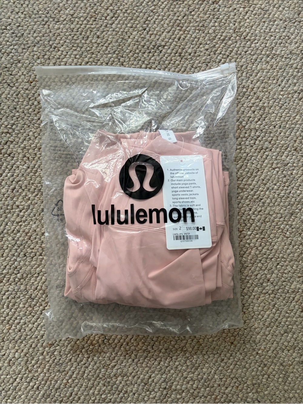 lululemon athletica Light Pink Sports Top & Bottom Set Size Small